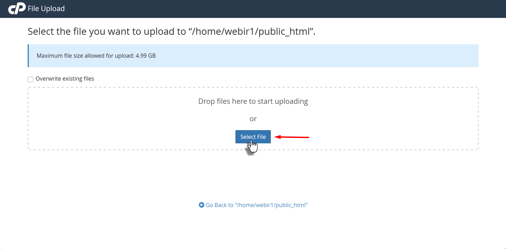 آپلود فایل در سی پنل 3